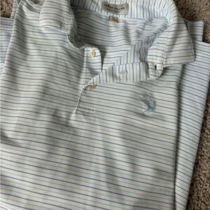 Peter Millar Light Blue Striped Polo